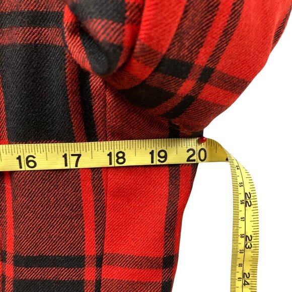 Vintage Adrienne Vittadini Plaid Long Blazer, Size 12, Black & Red, Velvet Trim - Picture 9 of 11